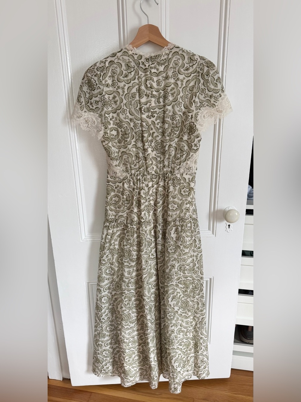 ME+EM Silk Cotton Entangled Lace Print Maxi V Neck Dress - Picture 3 of 12